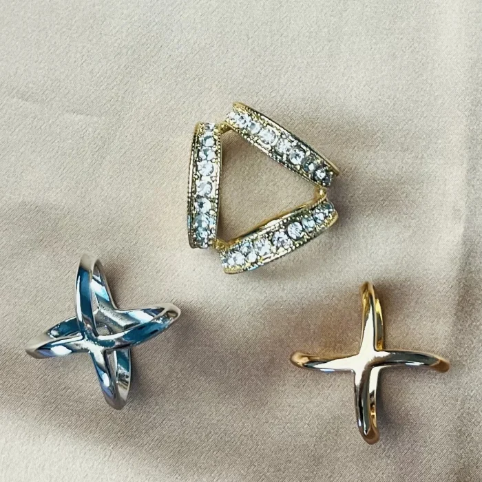 Bagues attaches foulard chrome - cuivre - doré